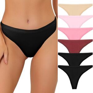 6pcs Thongs Set G-String Panties Hi-Cut Tangas Underwear 5 Colors